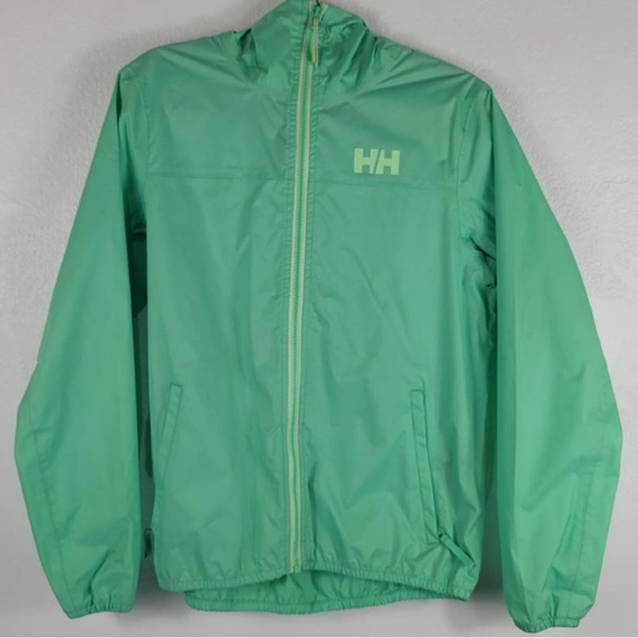 Helly Hanson Women's Mint Green Hooded Packable Rain Jacket XS - Picture 1 of 7